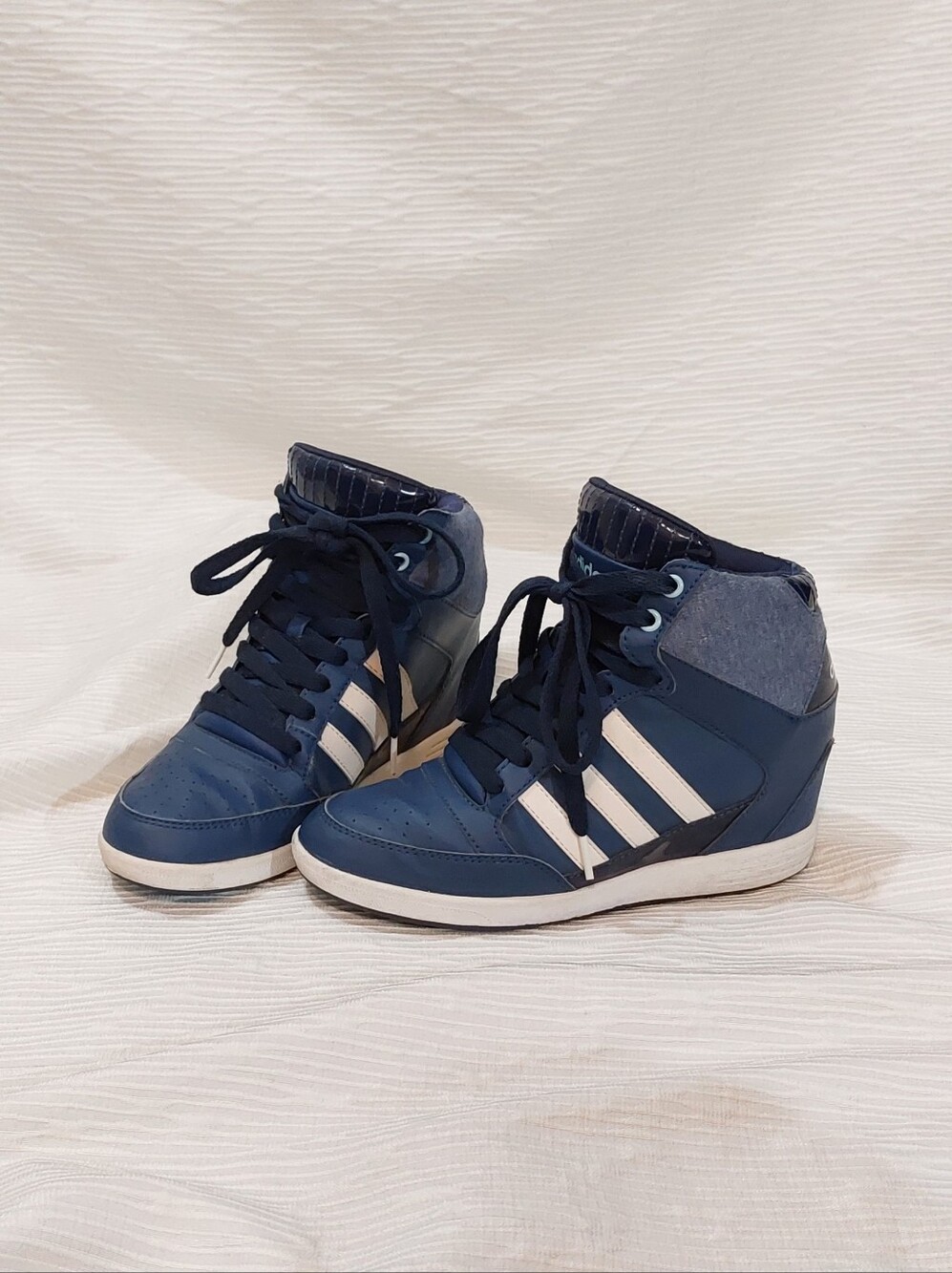 adidas Neo Navy and White Wedge High-Top Sneakers Size 5.5